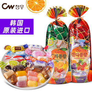 韩国进口CW青佑综合硬软糖600g散装儿童水果味糖果小零食结婚喜糖