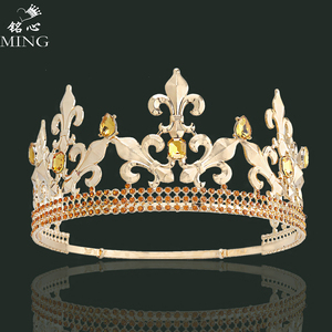 铭心原创太阳系女神皇冠合金香槟钻王子王冠儿童发饰表彰加冕配饰