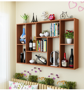 实木颗粒板中式壁挂式墙上书架展示架置物架收藏收纳格子架花架