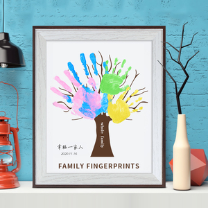 ins手足印百天周岁纪念礼品diy创意家庭亲子彩色手印相框手掌印画