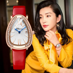 蛇形手表女士防水大气高档小众轻奢真皮带石英奢华蛇头李冰冰同款