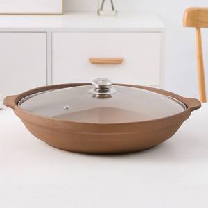 紫砂中药材炒锅耐高温无涂层中药陶瓷炒锅燃气炉专用耐高温小炒锅