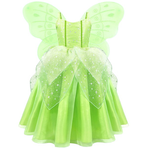 2022夏季新款小精灵连衣裙tinker bell欧美女童公主裙tiana扮演服