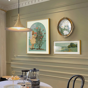 法式轻奢墙饰美式油画玫瑰女孩餐厅装饰挂画小众艺术复古软装壁画