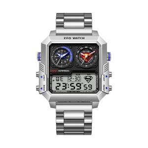 正港dc超人手表男方形多功能运动防水联名金属超人电子表男款1496