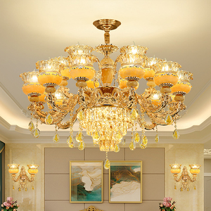 欧式客厅吊灯大气奢华玉石豪华别墅主灯餐厅水晶吊灯具2023年新款