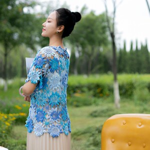 楚乔编织 向日葵花短衫 棉蕾丝段染线手编钩织diy钩针材料包