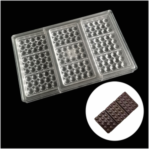 3连圆点积木板块巧克力模具PC2902透明硬塑糖果干朱古力排块烘焙