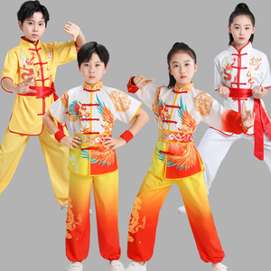 打鼓服舞龙舞狮表演服男女生武术练功服儿童中国风运动会演出服装