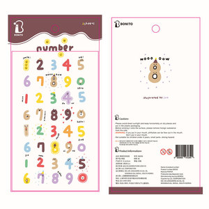 韩国Bonito贴纸 number 可爱动物表情数字表手帐素材装饰贴纸 2张