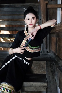 西双版纳傣族民族服装新款泰国贴花女装上衣筒裙套装日常生活装