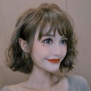 假发女短发短卷发羊毛卷空气刘海蓬松自然修脸时尚透气逼真全头套
