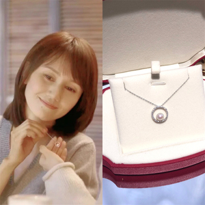 m家流金岁月袁泉小姨同款天然淡水akoya正圆珍珠纯银吊坠项链新款