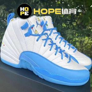 耐克 air jordan 12 aj12大学蓝 北卡蓝复古篮球鞋dq4365-114