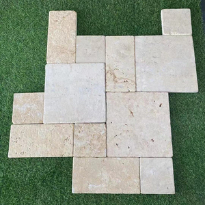 天然莱姆石庭院地砖别墅外墙文化石碎冰裂纹秋黄洞石铺地踏步石材