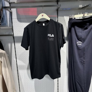 Fila斐乐男针织短袖衫2023夏季时尚休闲舒适圆领T恤A11M321108FBK