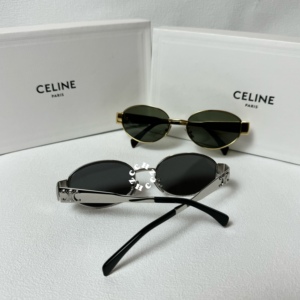 现货Celine赛琳 Lisa同款银色秀款椭圆金属凯旋门复古墨镜太阳镜