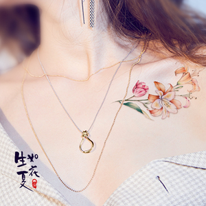 墨印记 纹身贴tattoo花朵百合锁骨逼真持久小腿防水手腕小清新