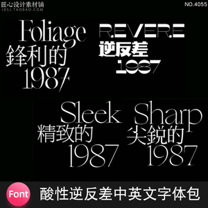 潮流厚重像素无衬线逆反差酸性中英文字体库安装包苹果mac电脑win