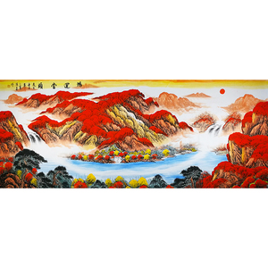 鸿运当头八尺巨作王健林办公室同款陈清泉国画山水画收藏珍品