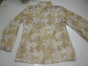 七八九十年代女式花的确良衣服的确良女衬衫有机玻璃纽扣衬衣160