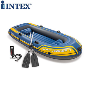 原装正品INTEX挑战者二人加厚充气船三人橡皮划艇双人钓鱼船安全