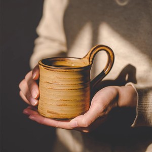 泽滕家把手杯子日式复古粗陶瓷手握咖啡马克杯喝水早餐燕麦片牛奶