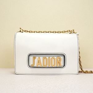 【奢小喵奢侈品】二手迪奥白色牛皮jadior链条包95新