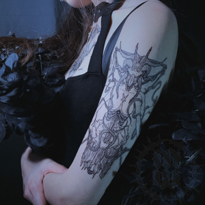 mw原创设计 撒旦崇拜· 巴弗灭 复古暗黑邪神另类防水纹身贴