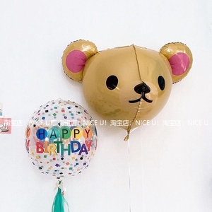 ins韩国果冻熊4D球铝膜气球生日儿童百日宴排队飘空装饰拍照道具