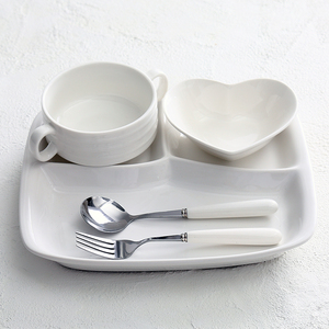 纯色餐具套装出口陶瓷分格餐盘家用日式美式分隔盘早餐西餐创意盘