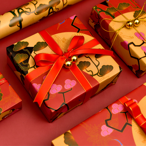 新年包装纸恭贺新禧独角鲸原创春节礼品高档送家长老师过年礼物纸