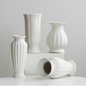 北欧白色陶瓷花瓶水养鲜花干花桌面插花摆件客厅简约高级感装饰品