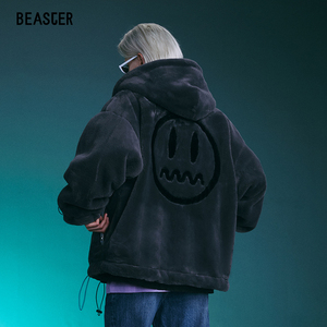 beaster官方 小恶魔鬼脸抓绒粒绒棉衣男情侣加厚加绒国潮宽松外套