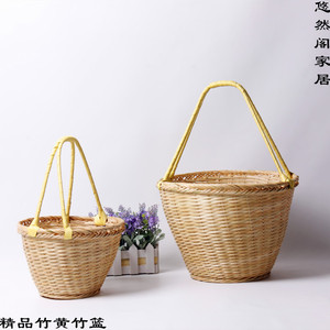 纯手工竹编篮竹制品小竹篮子手提篮收纳菜篮竹筐水果鸡蛋篮子批发