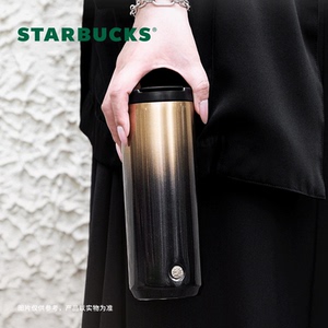 星巴克杯子473ml经典黑金不锈钢保温杯大容量车载杯便携随手杯