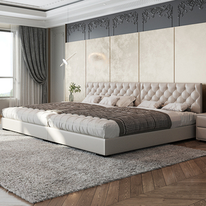 美式二胎亲子床现代简约榻榻米超大床轻奢三人四人家庭床拼接大床