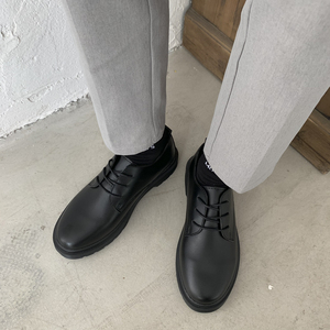 皮鞋男正装商务青少年高初中小学生西装通勤公务员面试黑色工作鞋