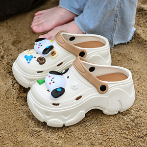 超厚底洞洞鞋女款夏季外穿增高户外海边沙滩踩屎感包头凉拖鞋女士