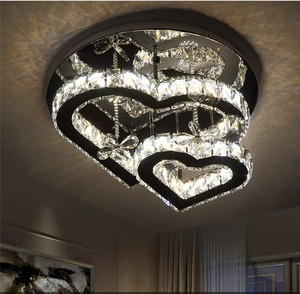 led创意心形吸顶灯 卧室房间浪漫婚房水晶灯餐厅大气现代简约灯具