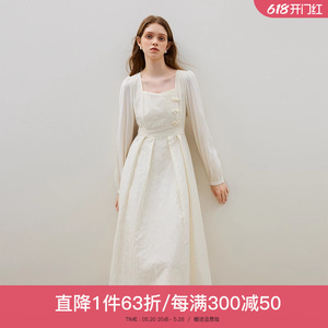范思蓝恩23FS13328新中式国风气质连衣裙春装复古优雅高级感女裙