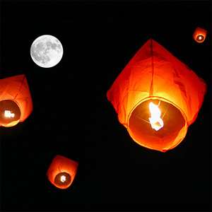 阻燃安全型孔明灯祈福许愿灯生日心形浪漫荷花灯水灯加厚10个包邮