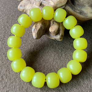 鸡油黄岫玉老型珠手串珠串配饰散珠珠子手捻黄玉石玉器单圈手链