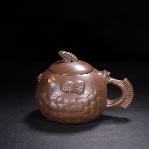 康熙年间陈鸣远制鱼乐老紫砂壶名家纯手工真品清代大师级茶具茶壶