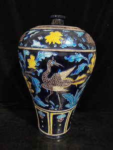 元代法华彩凤穿牡丹纹梅瓶古玩瓷器真品收藏品老瓷器明清老物件