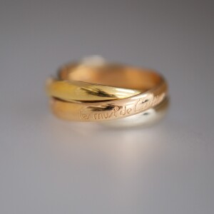 日本珠宝品牌cartier卡地亚经典三环750三色金戒指54号国码14号