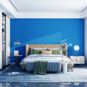 长沙墙布包安装高档冰丝绒纯色无缝全屋客厅卧室轻奢复古蓝色壁布