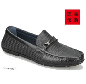 沙驰男鞋2019夏商务进口编织纹豆豆牛皮鞋ISZK5B371黑ISZK5B372咖