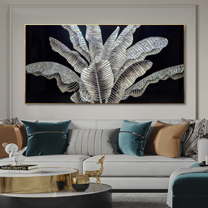 现代轻奢装饰画晶瓷镶钻晶瓷挂画餐客厅沙发背景欧式大横版墙壁画