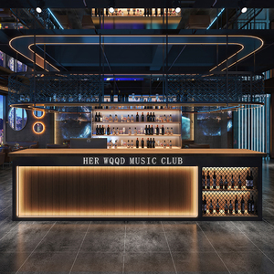 工业风酒吧吧台铁艺复古咖啡厅餐厅收银台复古店铺前台弧形接待台